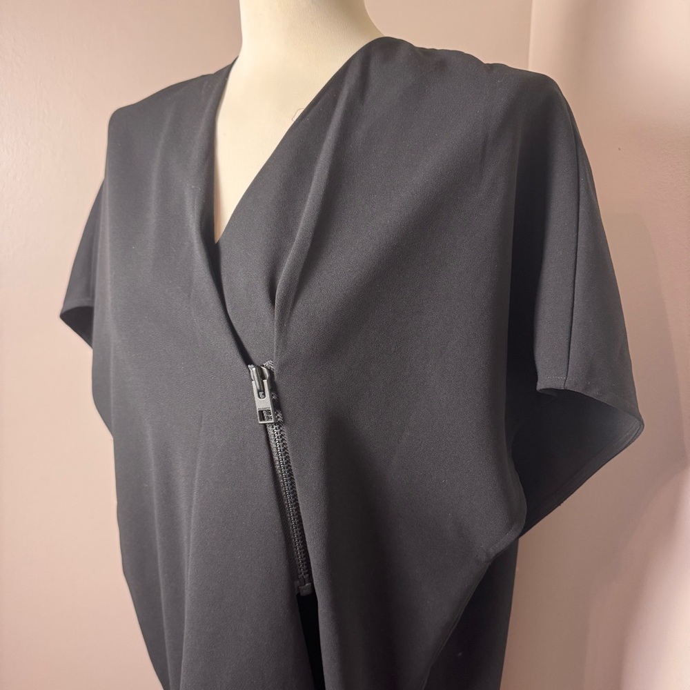 ALL SAINTS Alvar Asymmetrical Sheath Midi Dress V-Neck BLACK / SIZE 4 - Picture 6 of 13